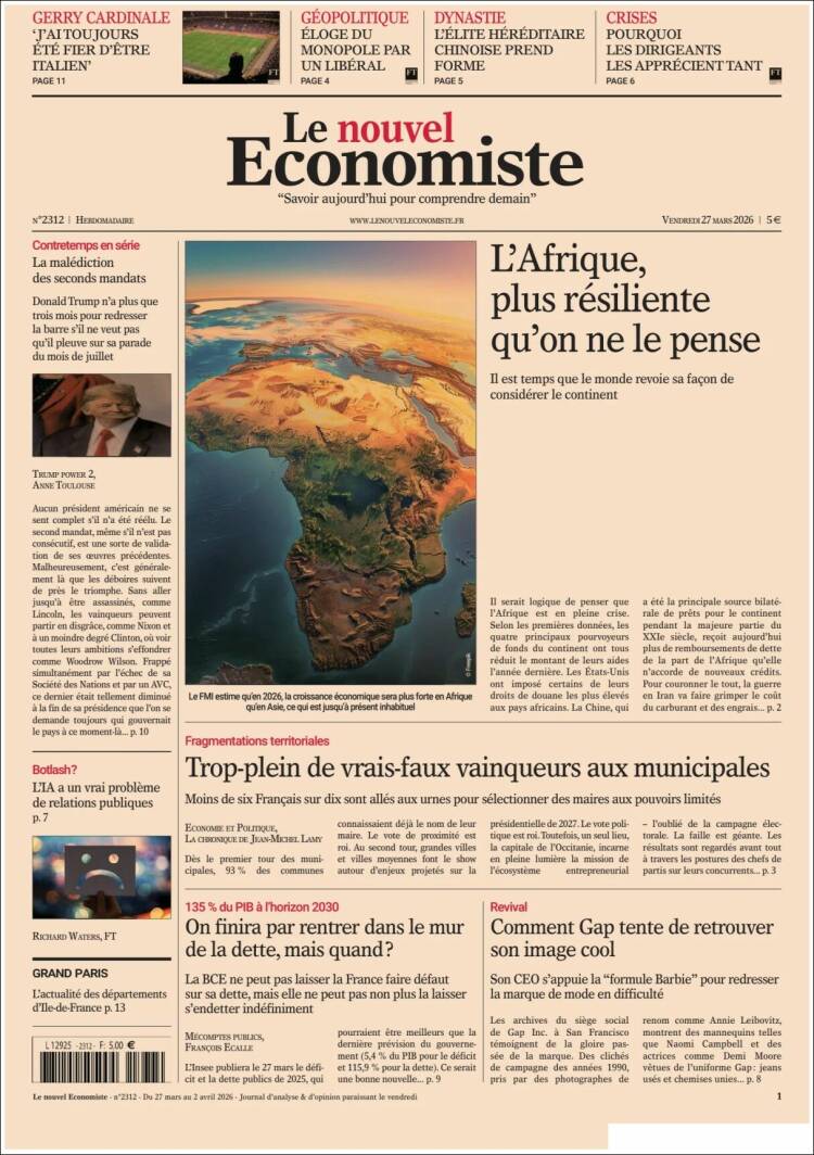 Portada de Le nouvel Economiste (Francia)