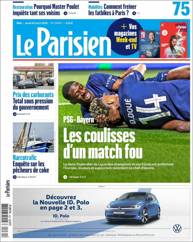 Portada de Le Parisien (Francia)