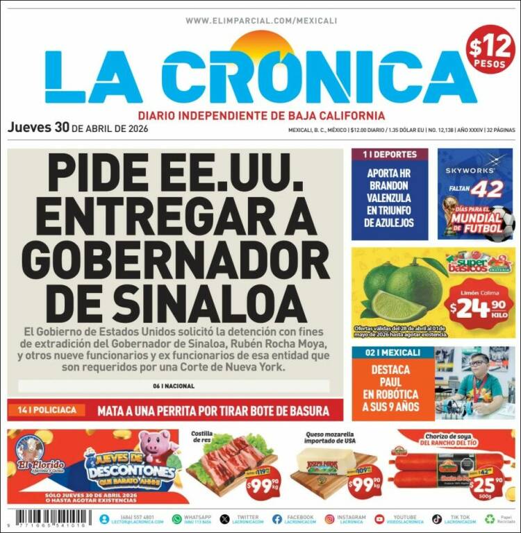 Portada de La Crónica de Baja California (M&eacute;xico)