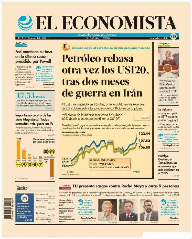 Portada de El Economista (M&eacute;xico)