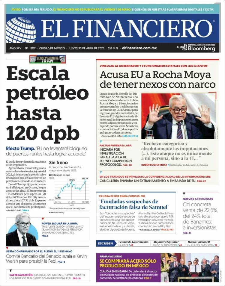 Portada de El Financiero (M&eacute;xico)
