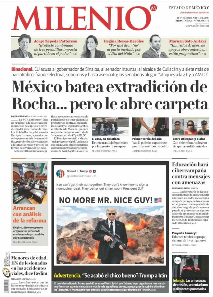 Portada de Milenio - Estado de México (M&eacute;xico)