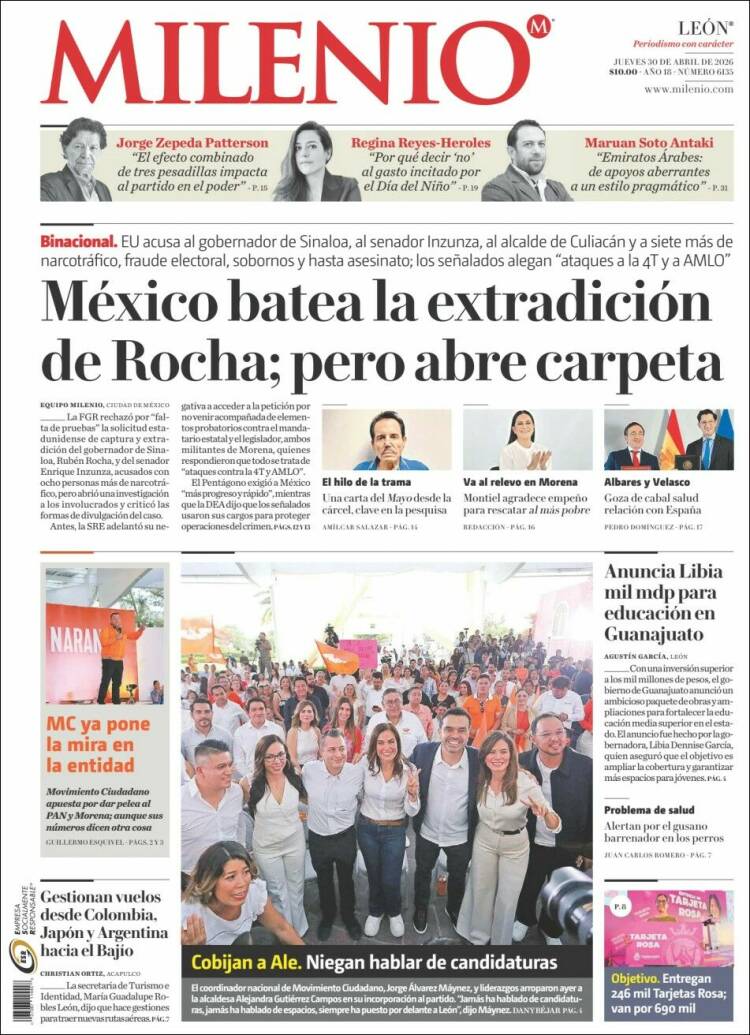 Portada de Milenio de León (M&eacute;xico)