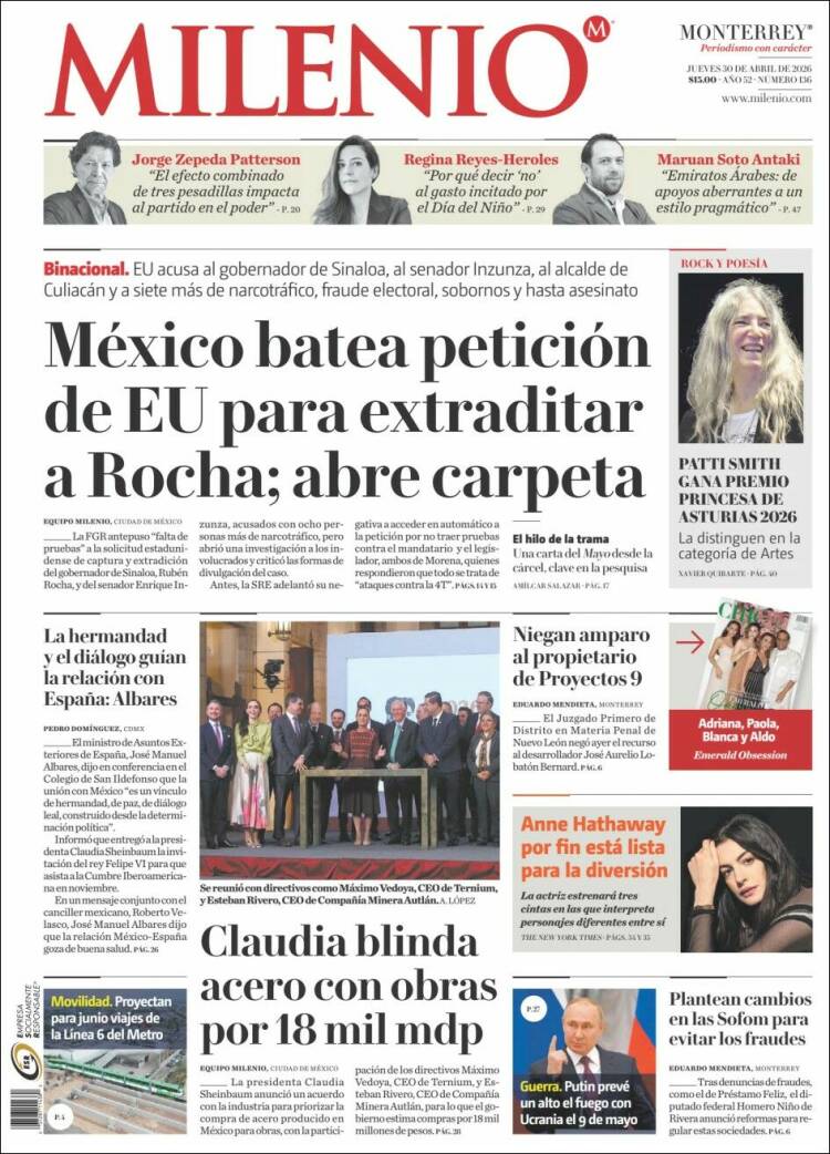 Portada de Milenio de Monterrey (M&eacute;xico)