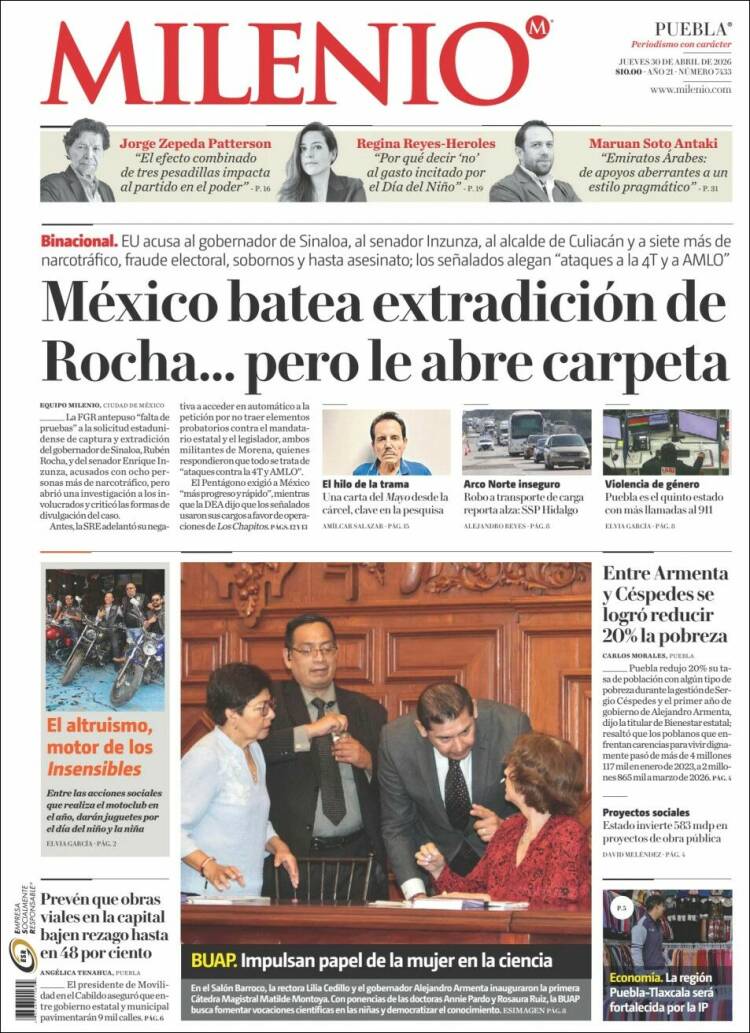 Portada de Milenio de Puebla (M&eacute;xico)