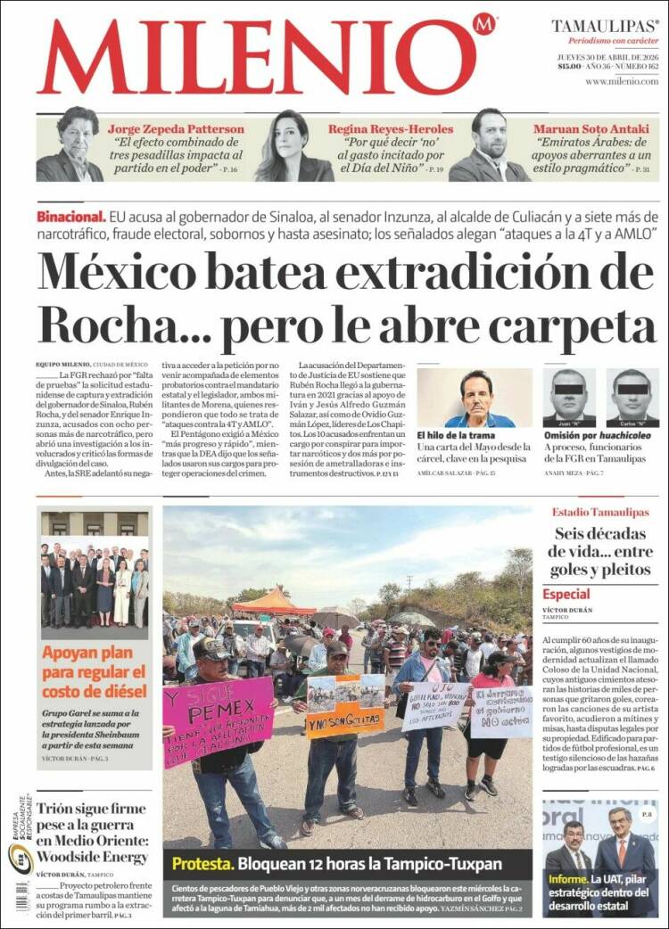 Portada de Milenio - Tamaulipas (M&eacute;xico)