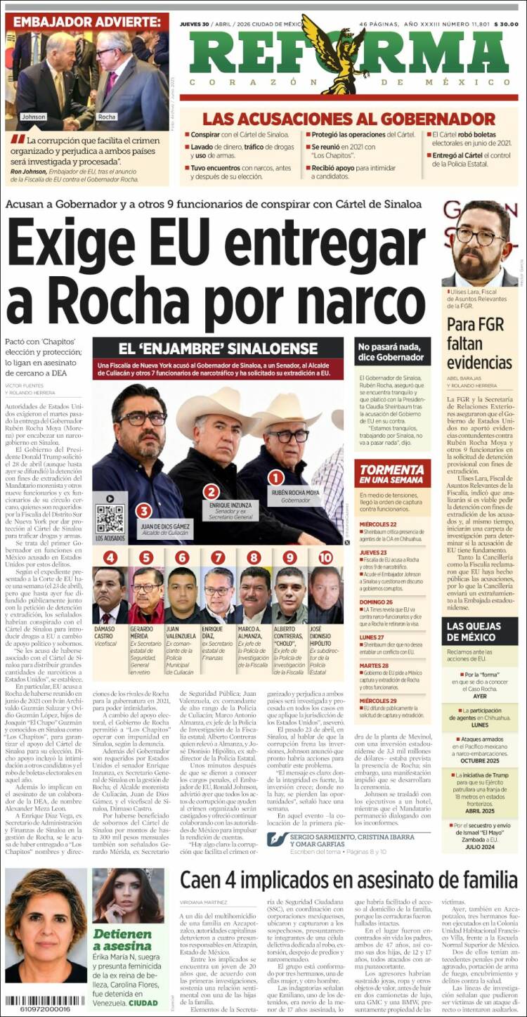 Portada de Reforma (M&eacute;xico)