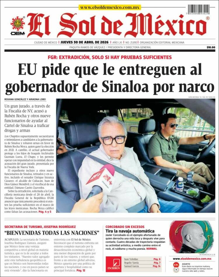 Portada de El Sol de México (M&eacute;xico)