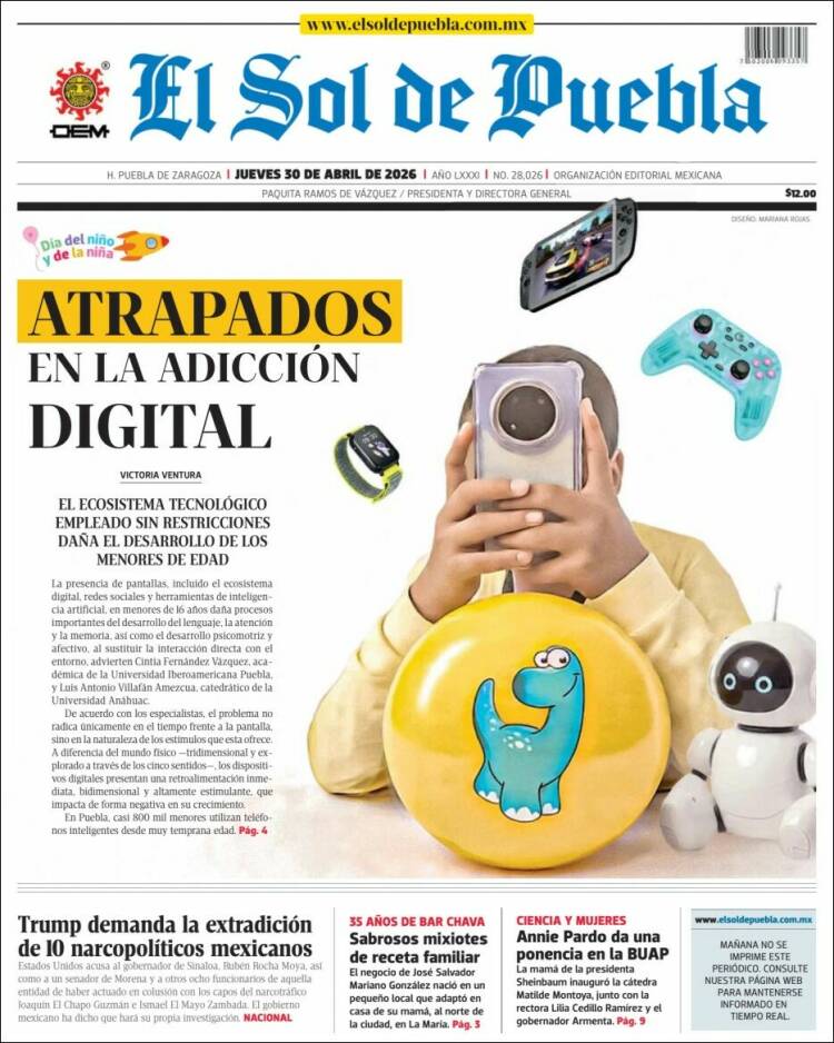 Portada de El Sol de Puebla (M&eacute;xico)