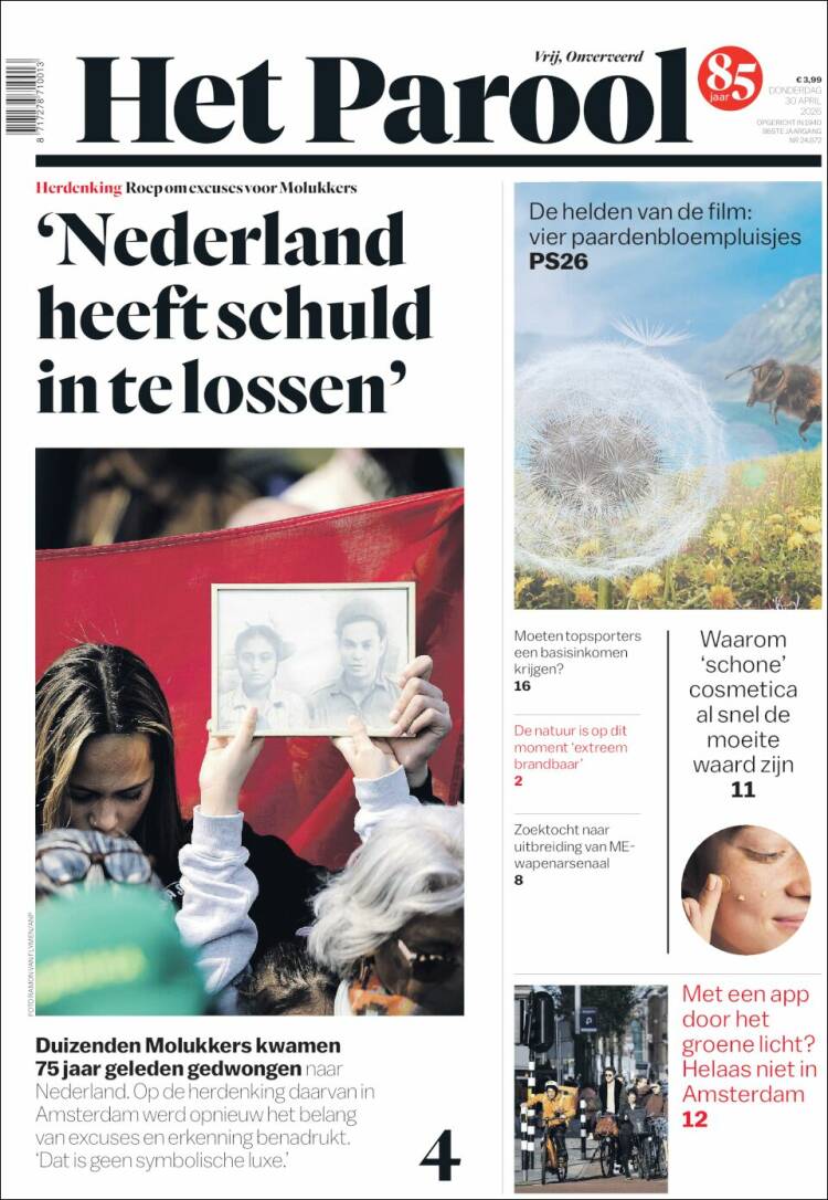 Portada de Het Parool (Pa&iacute;ses Bajos)