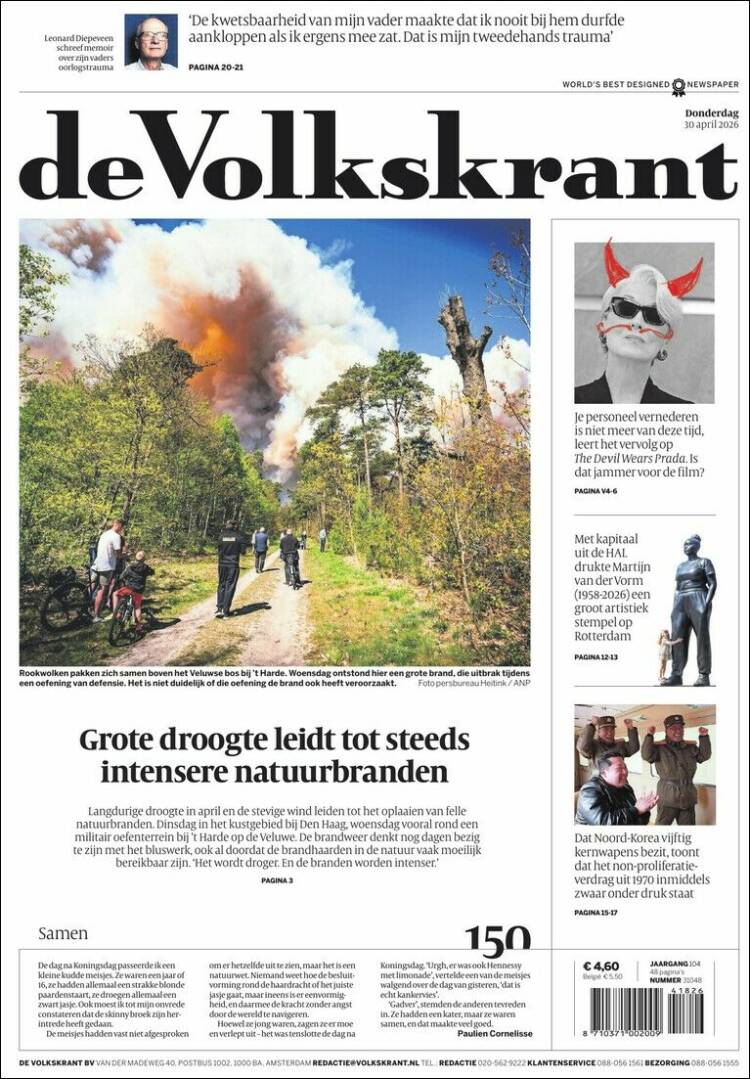Portada de De Volkskrant (Pa&iacute;ses Bajos)