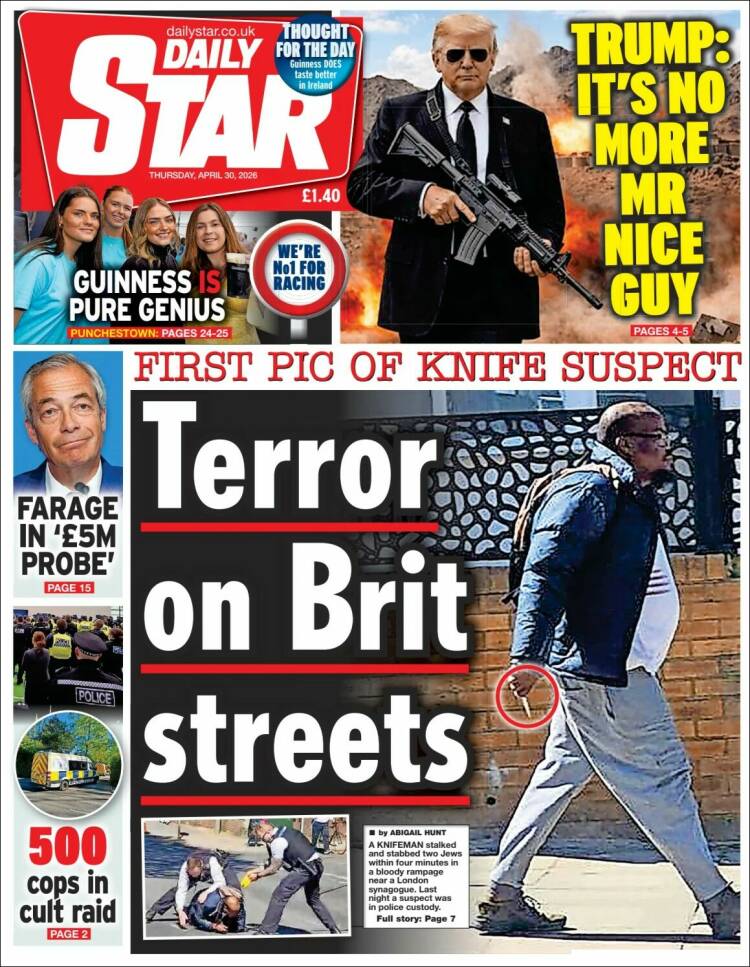 Portada de Daily Star (Reino Unido)