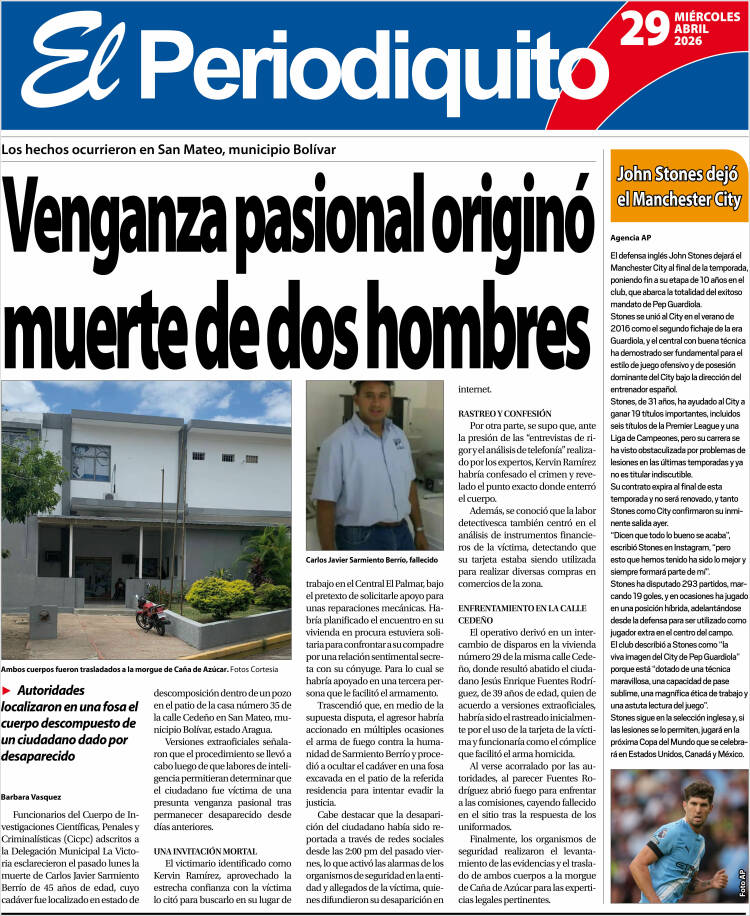 Portada de Periodiquito de Aragua (Venezuela)