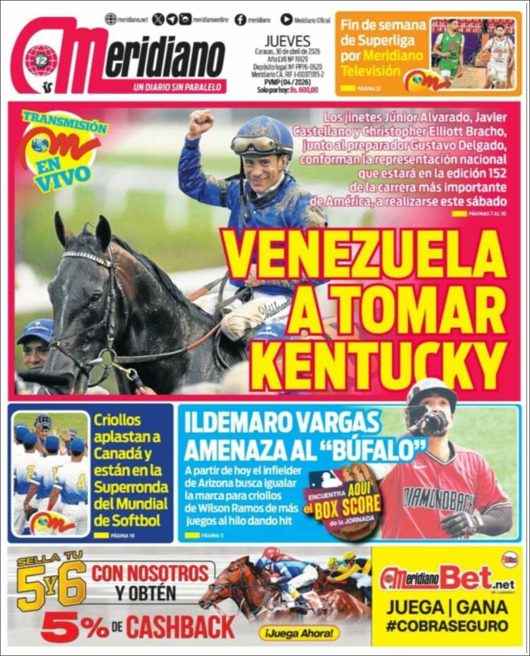 Portada de Meridiano (Venezuela)
