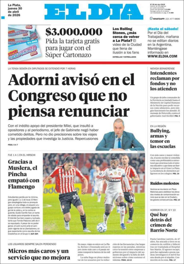 Portada de El Día de la Plata (Argentina)