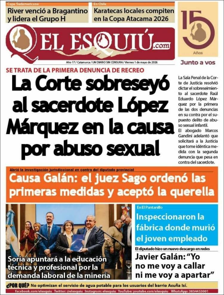 Portada de El Esquiu (Argentina)