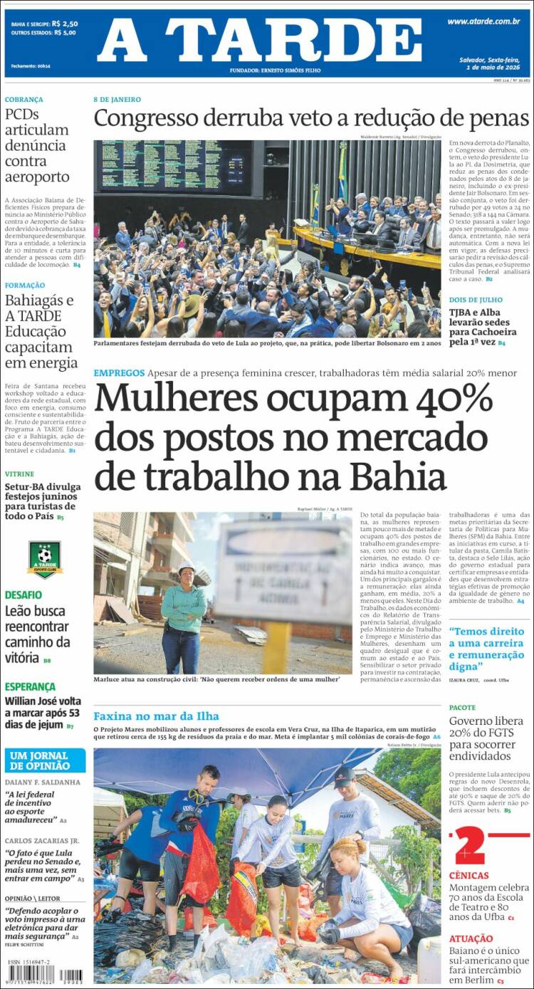 Portada de Diário A Tarde (Brasil)