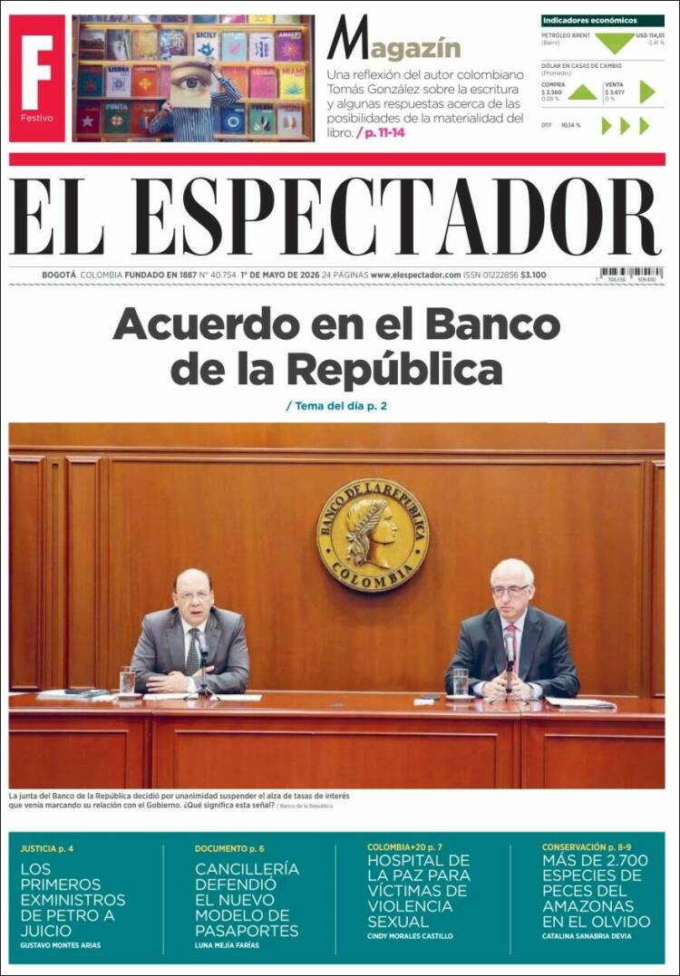 Portada de El Espectador (Colombia)
