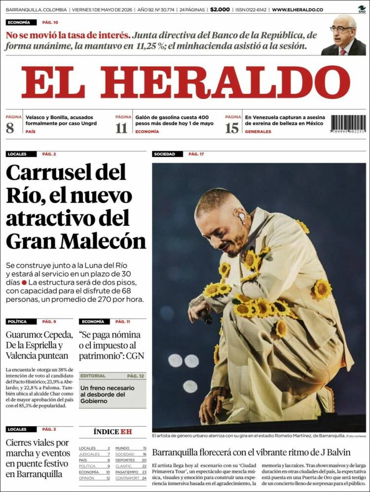 Portada de El Heraldo (Colombia)