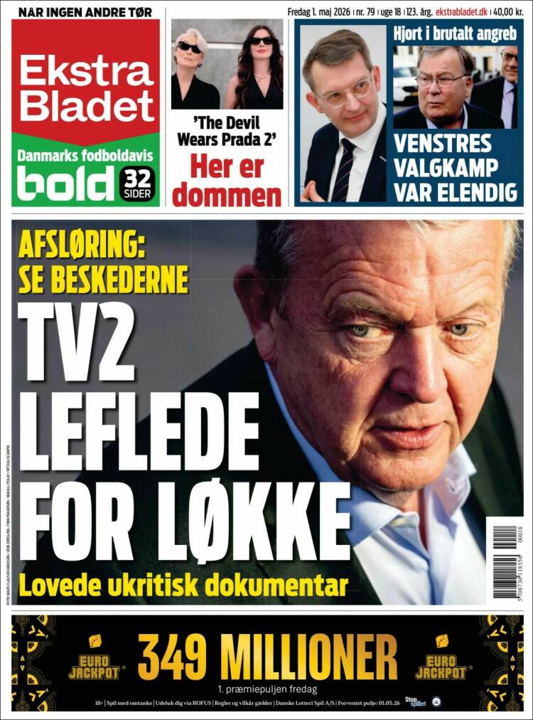 Portada de Ekstra Bladet (Dinamarca)
