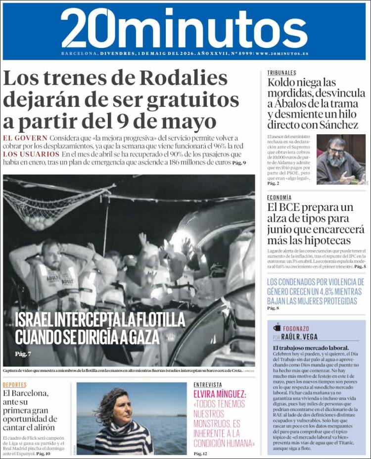 Portada de 20 Minutos - Barcelona (Espa&ntilde;a)