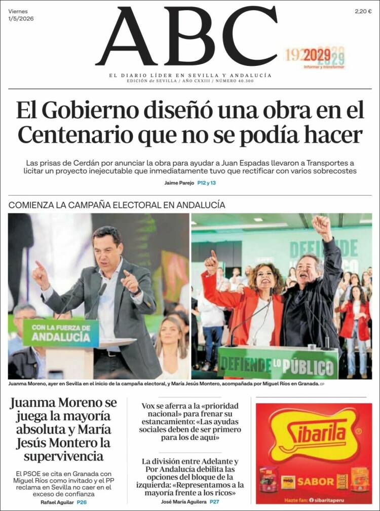 Portada de ABC - Sevilla (Espa&ntilde;a)