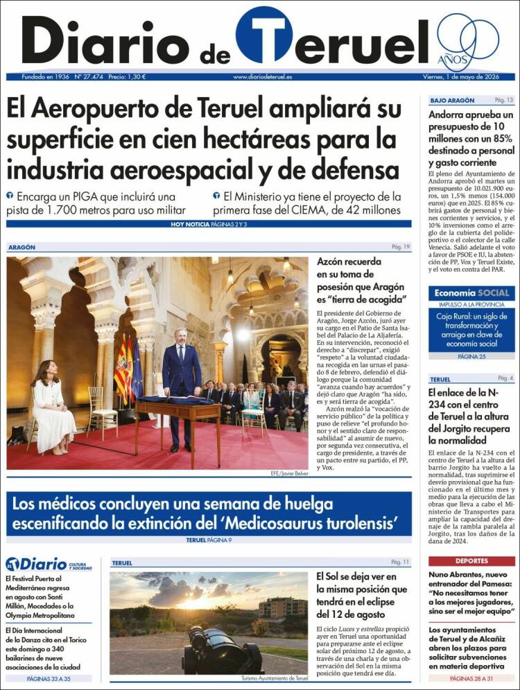 Portada de Diario de Teruel (Espa&ntilde;a)