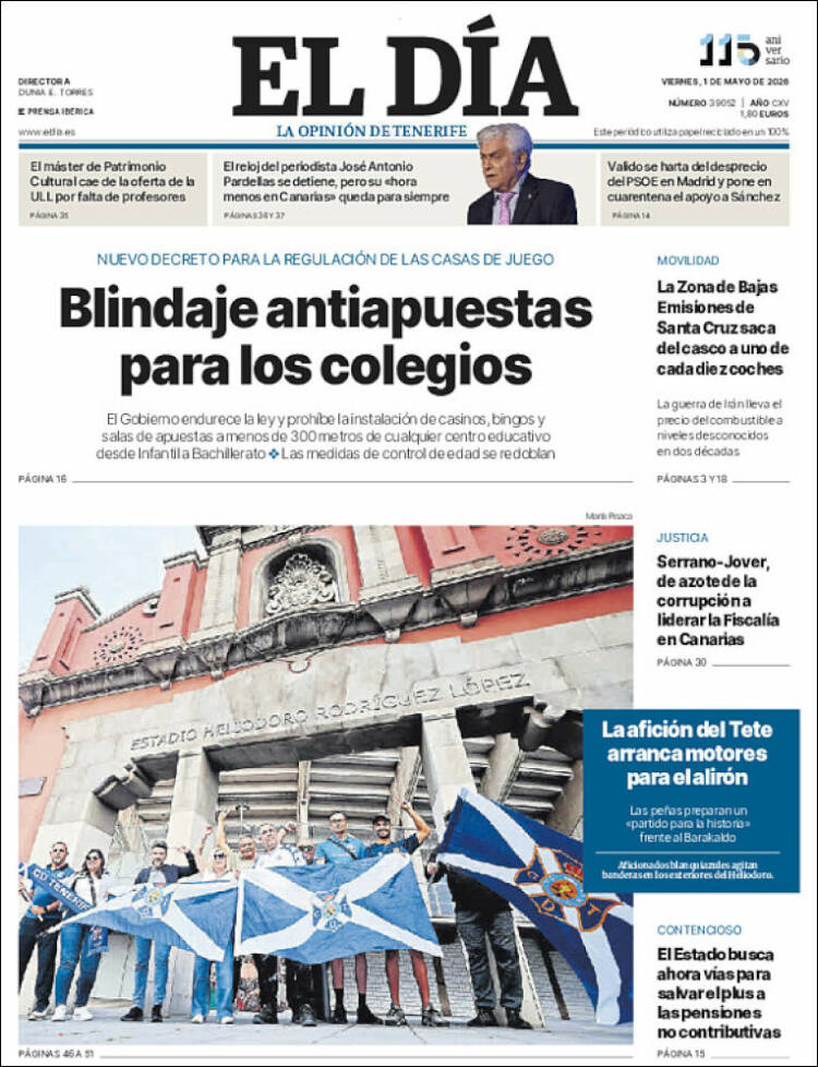 Portada de El Día (Espa&ntilde;a)