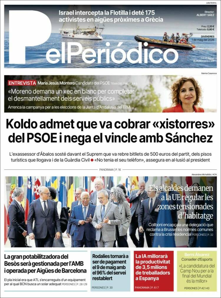 Portada de El Periódico de Catalunya (Espa&ntilde;a)