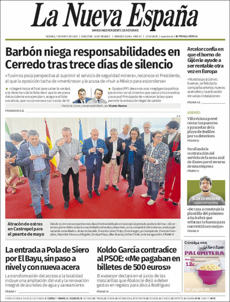 Portada de La Nueva España (Espa&ntilde;a)