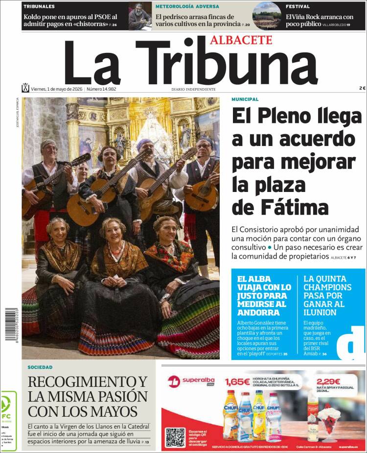 Portada de La Tribuna de Albacete (Espa&ntilde;a)