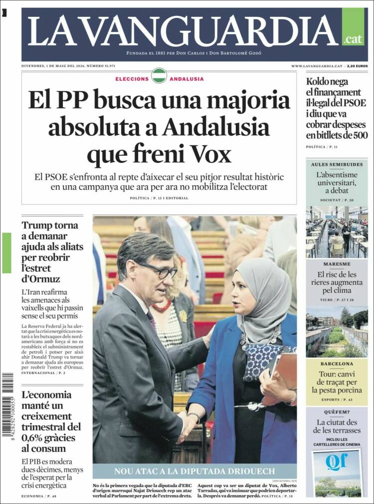 Portada de La Vanguardia (Espa&ntilde;a)