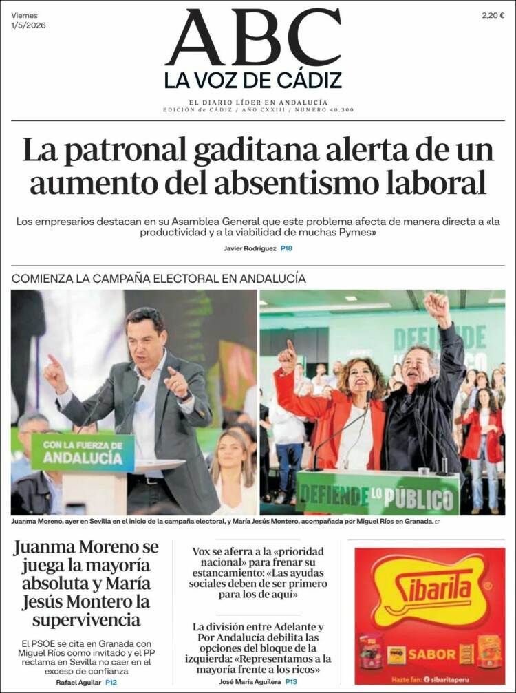 Portada de La Voz de Cádiz (Espa&ntilde;a)