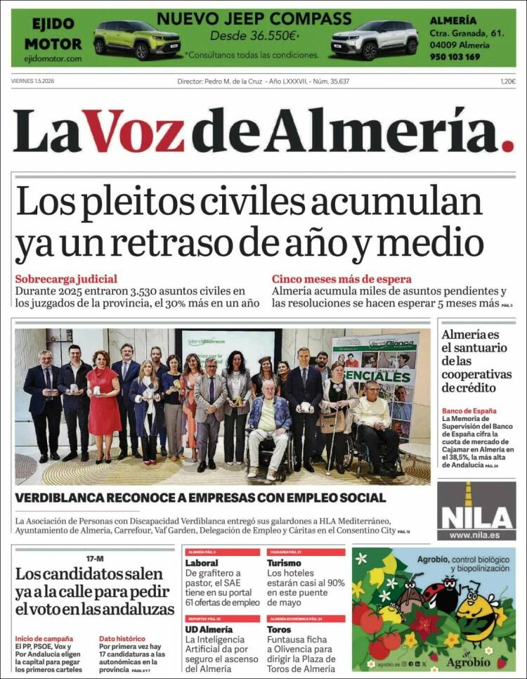Portada de La Voz de Almería (Espa&ntilde;a)