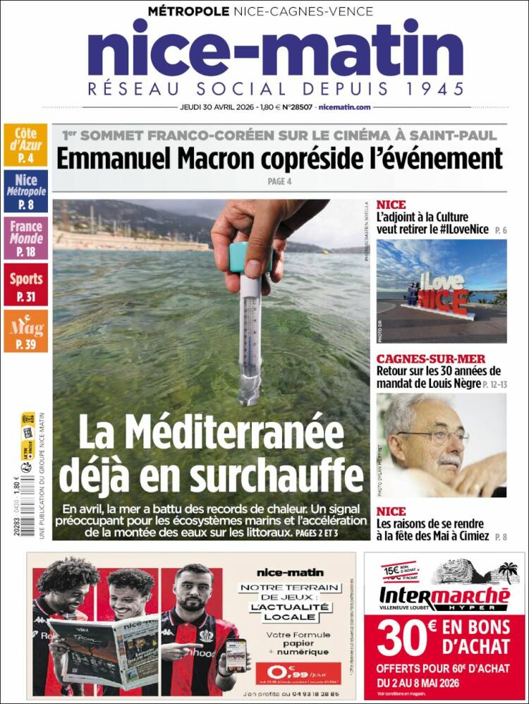 Portada de Nice-Matin (Francia)