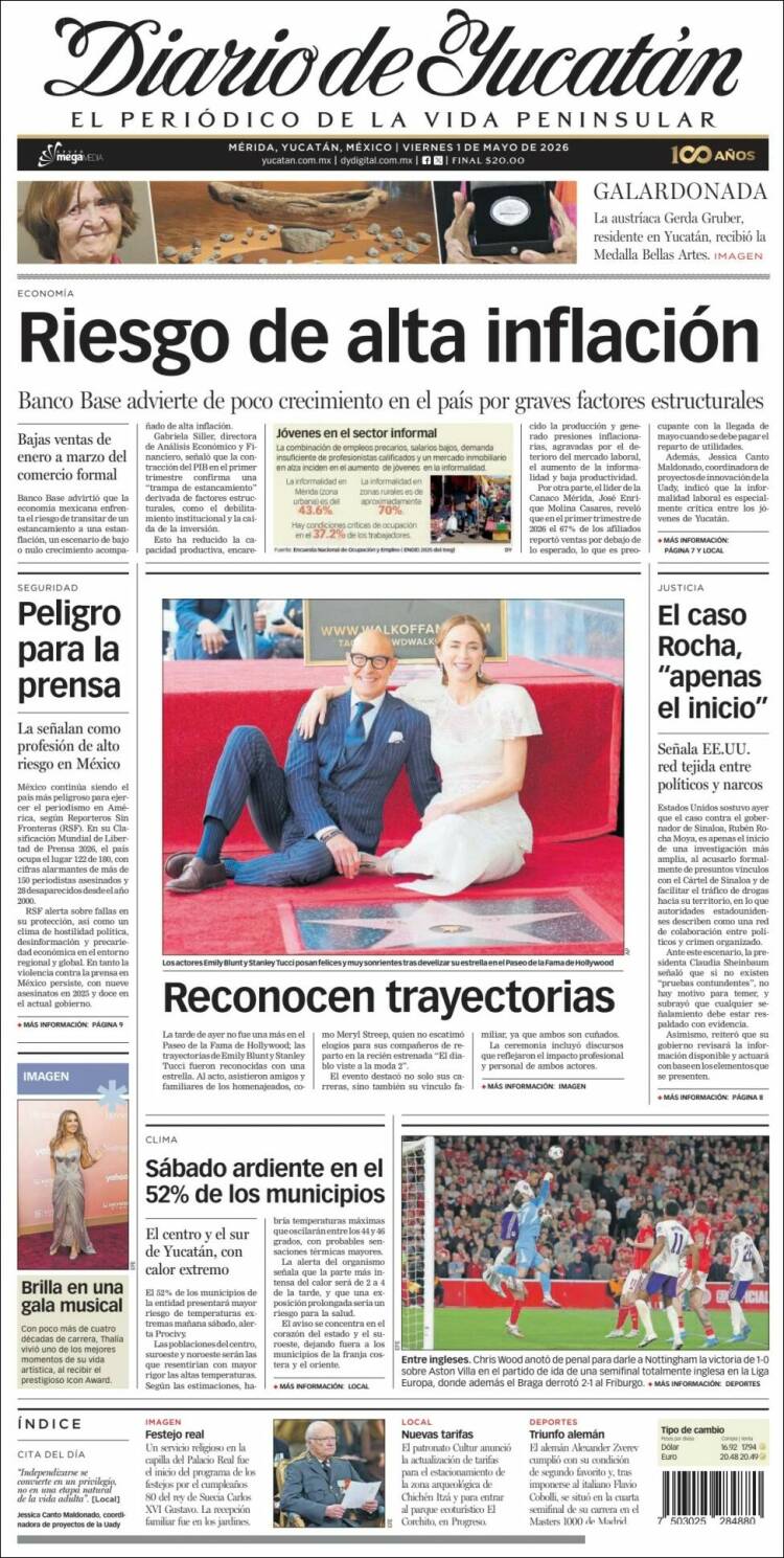 Portada de Diario de Yucatán (M&eacute;xico)