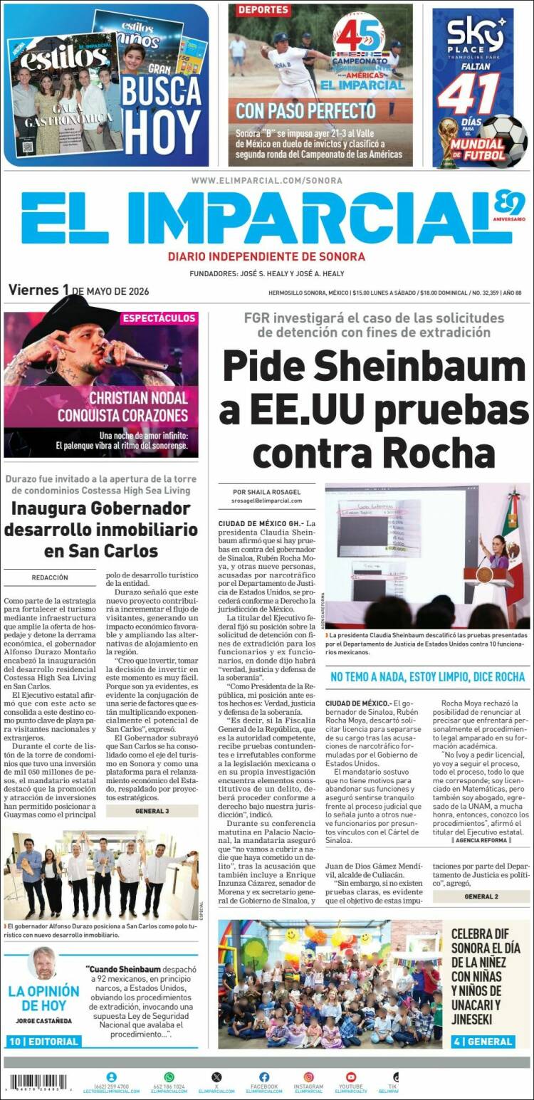 Portada de El Imparcial (M&eacute;xico)
