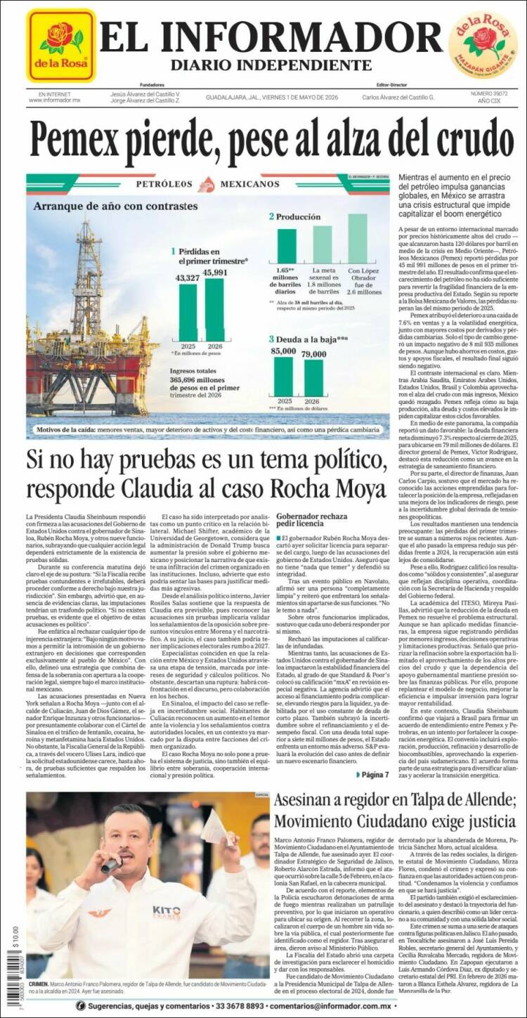 Portada de El Informador (M&eacute;xico)