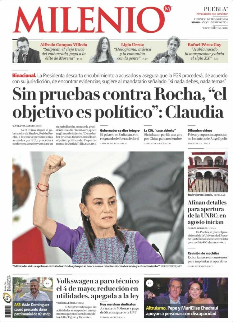Portada de Milenio de Puebla (M&eacute;xico)