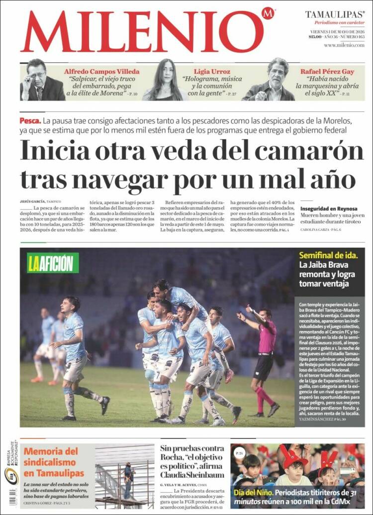 Portada de Milenio - Tamaulipas (M&eacute;xico)