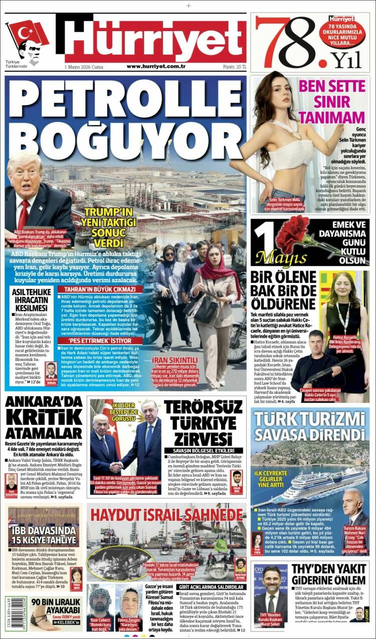 Portada de Hürriyet (Turqu&iacute;a)