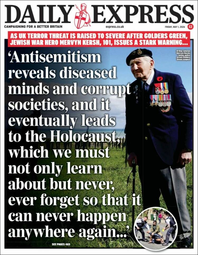Portada de Daily Express (Reino Unido)