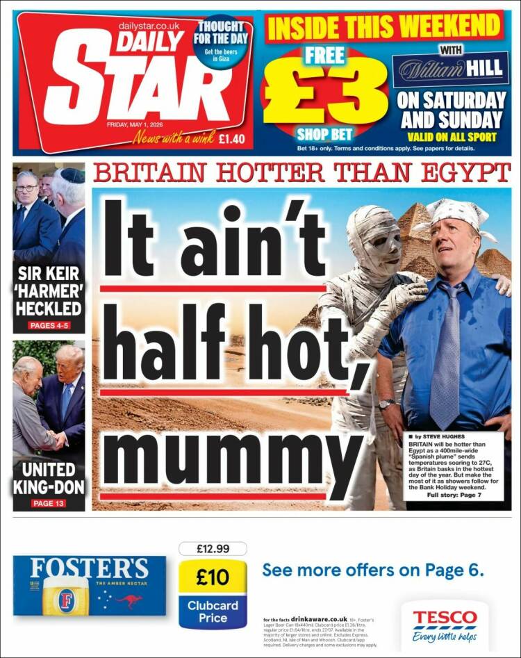 Portada de Daily Star (Reino Unido)