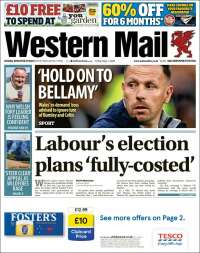 Portada de Western Mail (Reino Unido)