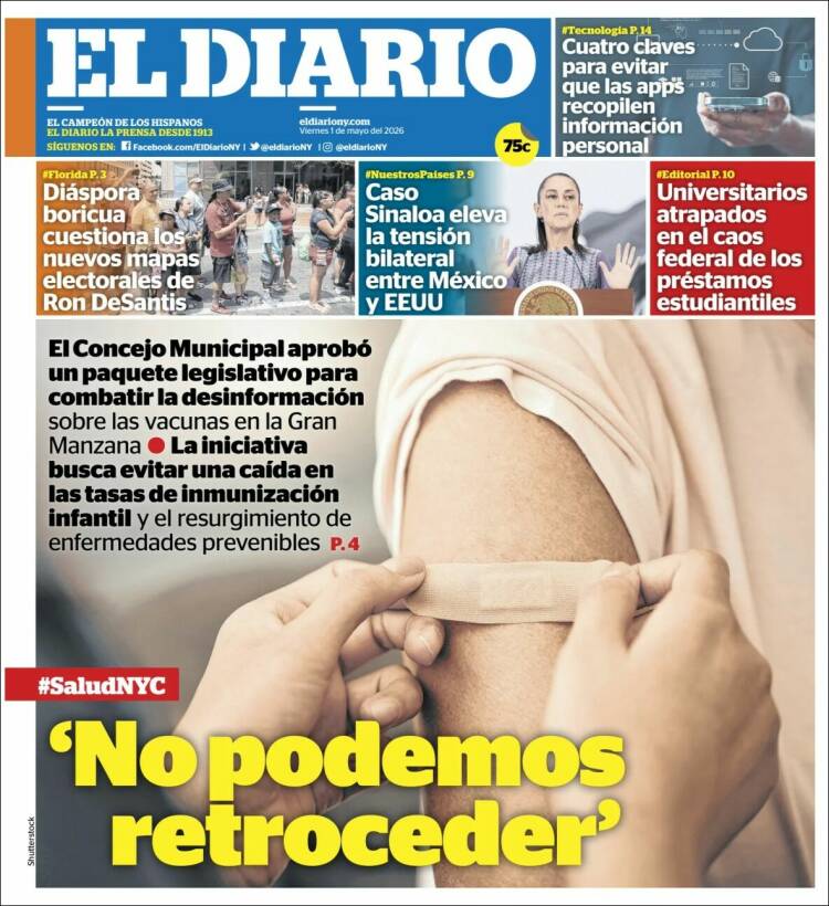Portada de El Diario NY (USA)