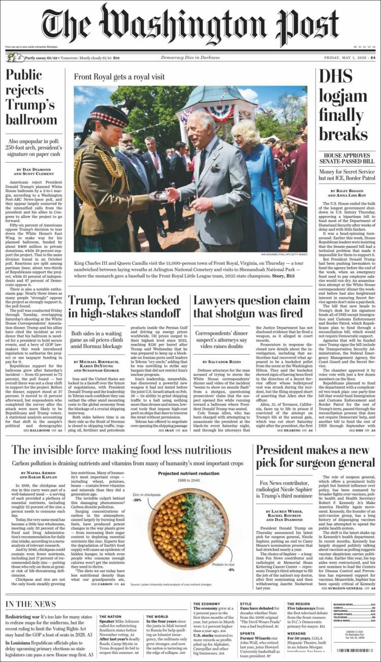 Portada de The Washington Post (USA)