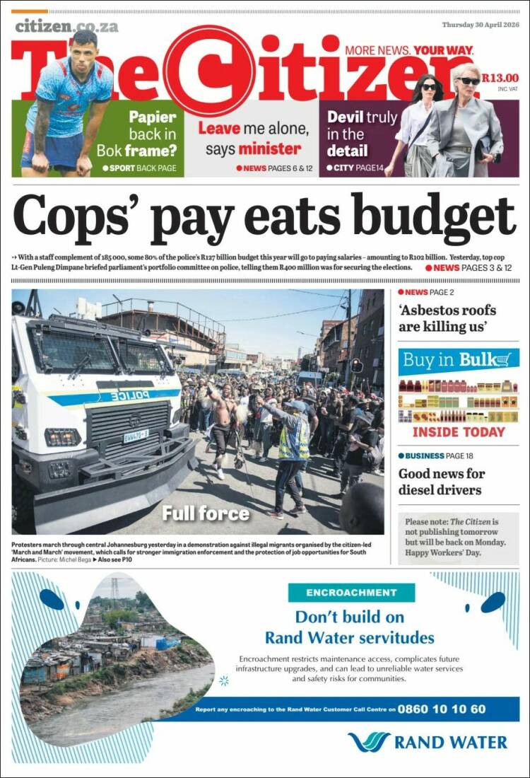 Portada de The Citizen (South Africa)