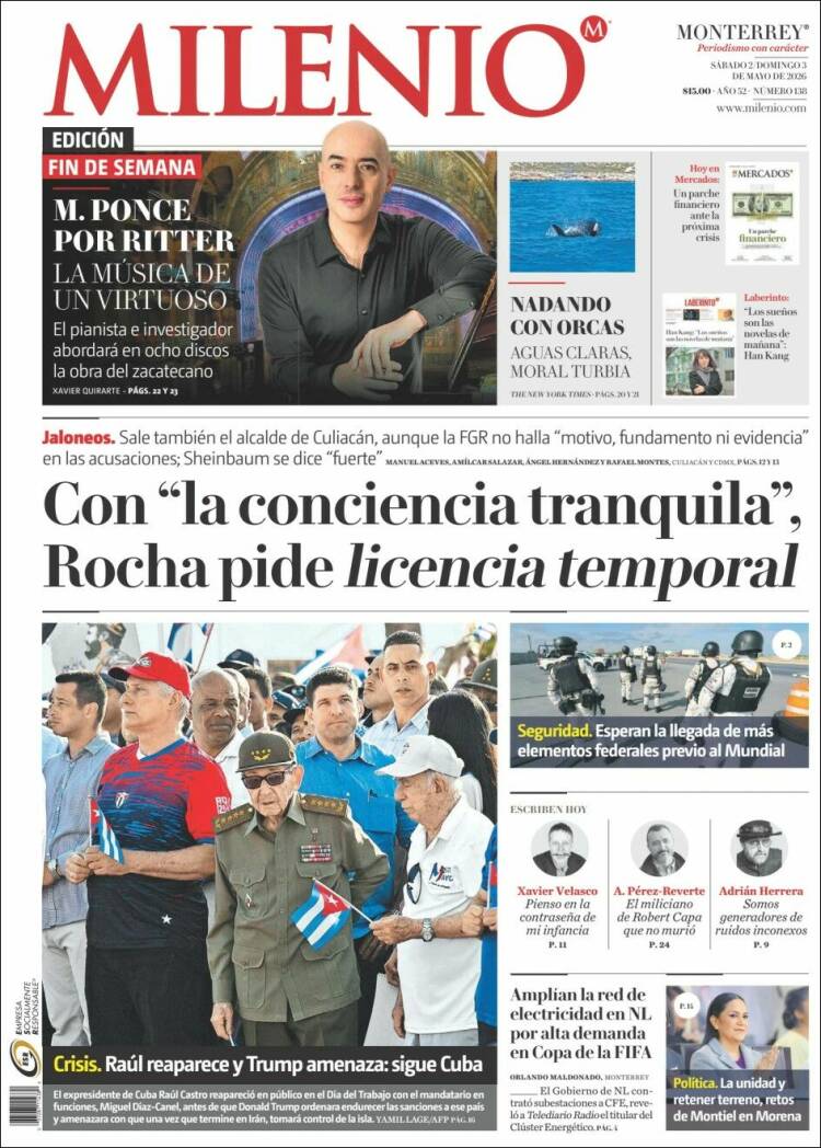 Portada de Milenio de Monterrey (Mexico)
