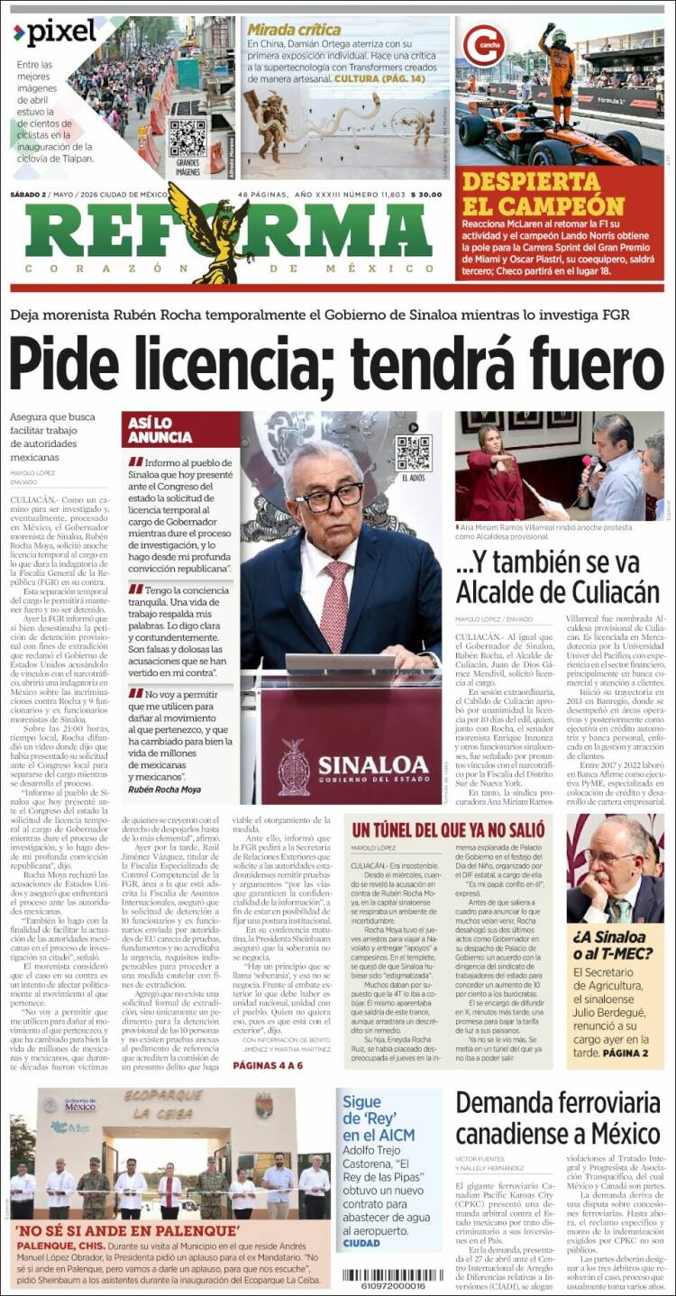 Portada de Reforma (Mexico)