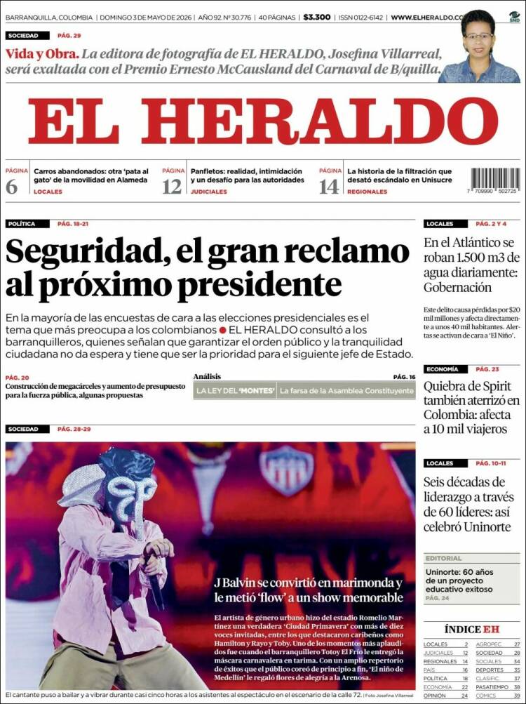 Portada de El Heraldo (Colombia)